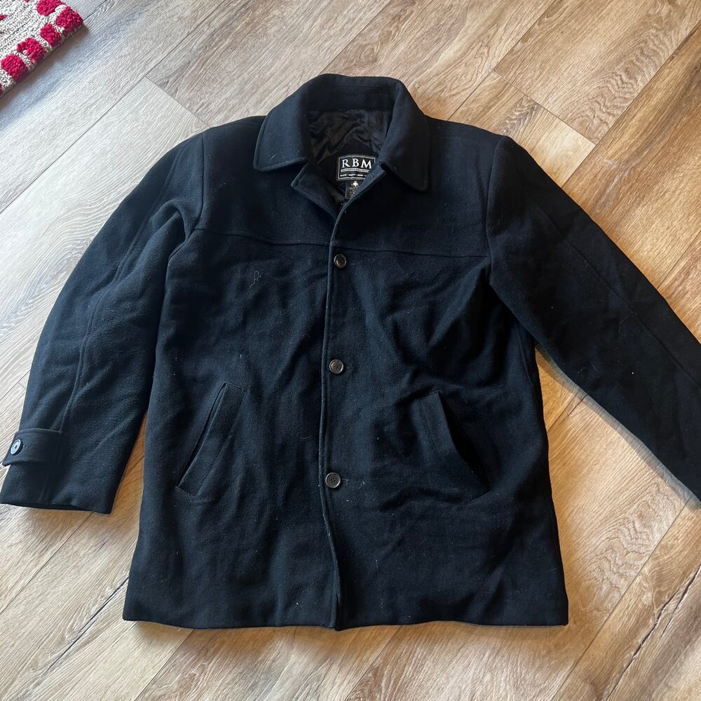 RBM OUTDOOR COLLECTION Men's Wool Blend Button Front Jacket Size M In Black